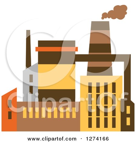 Clipart of a Factory Building in Brown Yellow and Orange Tones 8 - Royalty Free Vector Illustration by Vector Tradition SM