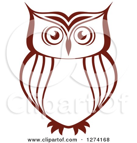 Clipart of a Brown Owl Facing Front 4 - Royalty Free Vector Illustration by Vector Tradition SM