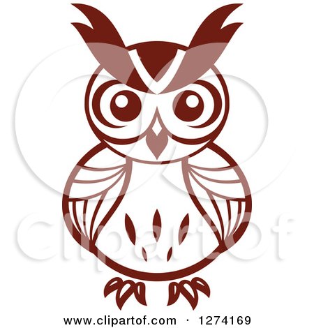 Clipart of a Brown Owl Facing Front 5 - Royalty Free Vector Illustration by Vector Tradition SM