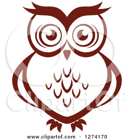 Clipart of a Brown Owl Facing Front 2 - Royalty Free Vector Illustration by Vector Tradition SM