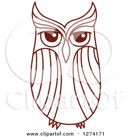Clipart of a Brown Sketched Owl 2 - Royalty Free Vector Illustration by Vector Tradition SM