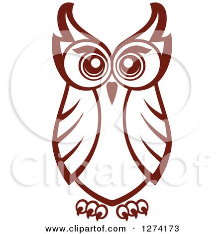 Clipart of a Brown Owl Facing Front 3 - Royalty Free Vector Illustration by Vector Tradition SM
