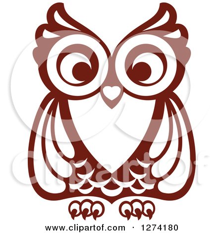 Clipart of a Brown Owl Facing Front - Royalty Free Vector Illustration by Vector Tradition SM