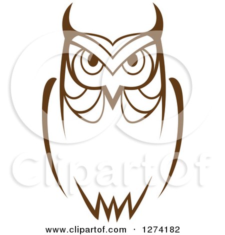 Clipart of a Brown Owl Facing Front 7 - Royalty Free Vector Illustration by Vector Tradition SM