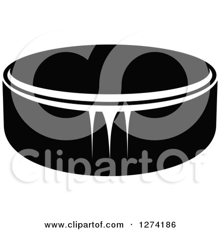 Clipart of a Black and White Hockey Puck - Royalty Free Vector Illustration by Vector Tradition SM