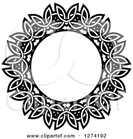 Clipart of a Black and White Round Lace Frame Design 13 - Royalty Free Vector Illustration by Vector Tradition SM