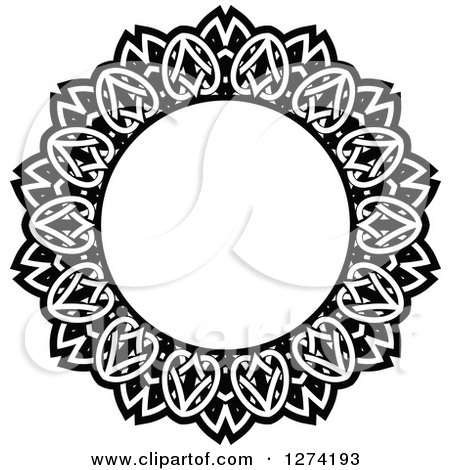 Clipart of a Black and White Round Lace Frame Design 14 - Royalty Free Vector Illustration by Vector Tradition SM