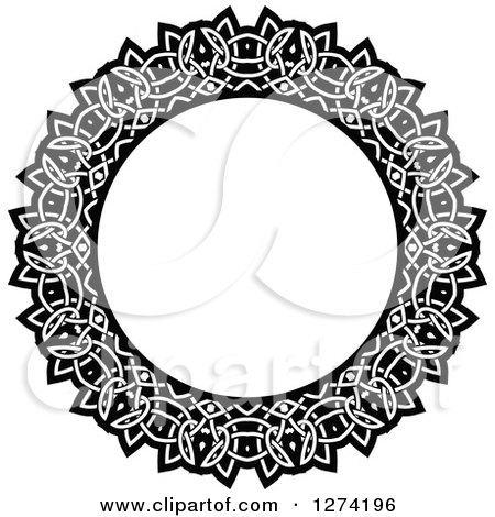 Clipart of a Black and White Round Lace Frame Design 17 - Royalty Free Vector Illustration by Vector Tradition SM