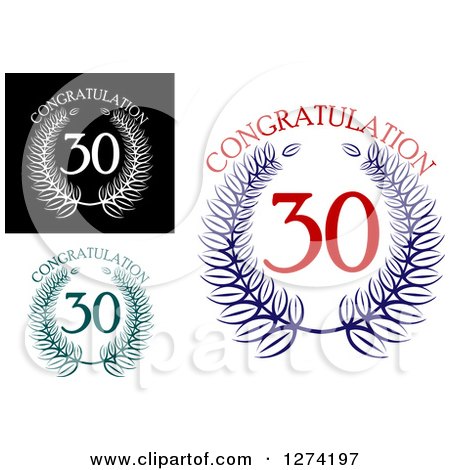 Clipart of 30 Years Laurel Wreath Anniversary Designs 3 - Royalty Free Vector Illustration by Vector Tradition SM