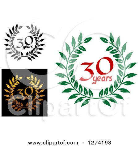 Clipart of 30 Years Laurel Wreath Anniversary Designs 5 - Royalty Free Vector Illustration by Vector Tradition SM
