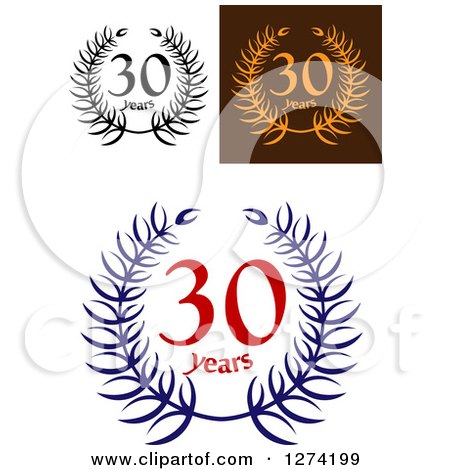 Clipart of 30 Years Laurel Wreath Anniversary Designs 4 - Royalty Free Vector Illustration by Vector Tradition SM