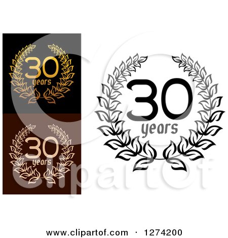Clipart of 30 Years Laurel Wreath Anniversary Designs 6 - Royalty Free Vector Illustration by Vector Tradition SM