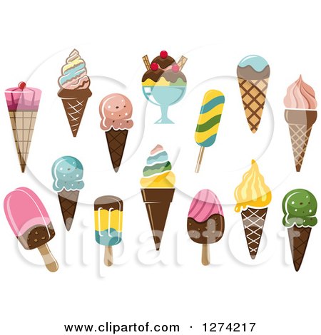Clipart of Ice Cream Cones, Popsicles and Sundaes - Royalty Free Vector Illustration by Vector Tradition SM