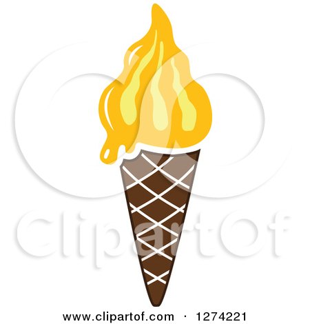 Clipart of a Yellow Waffle Ice Cream Cone - Royalty Free Vector Illustration by Vector Tradition SM