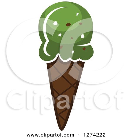 Clipart of a Green Pistachio Waffle Ice Cream Cone - Royalty Free Vector Illustration by Vector Tradition SM