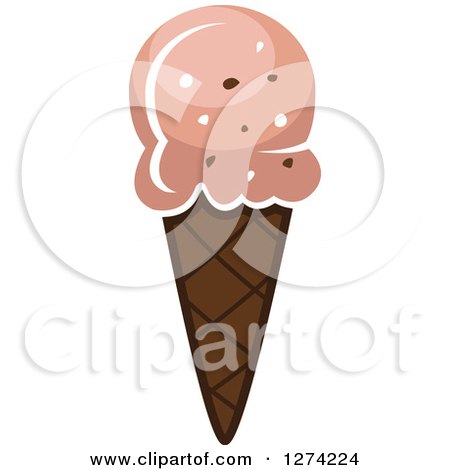 Clipart of a Strawbery Waffle Ice Cream Cone - Royalty Free Vector Illustration by Vector Tradition SM