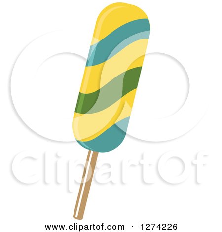 Clipart of a Yellow Blue and Green Ice Cream Popsicle - Royalty Free Vector Illustration by Vector Tradition SM