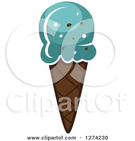 Clipart of a Blue Waffle Ice Cream Cone - Royalty Free Vector Illustration by Vector Tradition SM