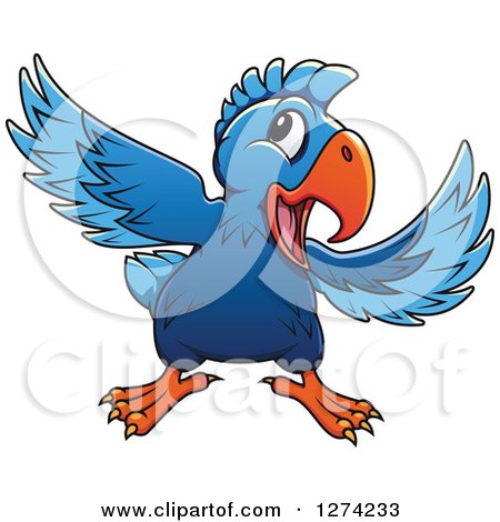 Clipart of a Happy Blue Parrot - Royalty Free Vector Illustration by Vector Tradition SM
