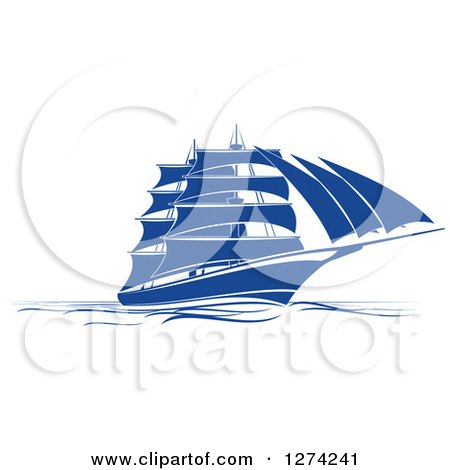 Clipart of a Navy Blue Sailing Ship 2 - Royalty Free Vector Illustration by Vector Tradition SM