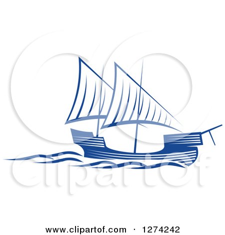 Clipart of a Navy Blue Sailing Ship 3 - Royalty Free Vector Illustration by Vector Tradition SM