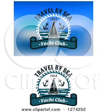 Clipart of Sailboat Anchor and Yacht Club Nautical Designs - Royalty Free Vector Illustration by Vector Tradition SM