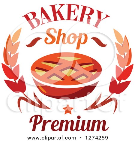 Clipart of a Lattice Topped Pie, Star and Wheat with Bakery Shop Premium Text 2 - Royalty Free Vector Illustration by Vector Tradition SM