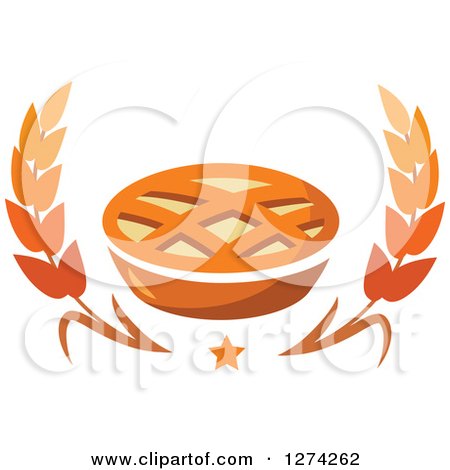 Clipart of a Lattice Topped Pie, Star and Wheat 2 - Royalty Free Vector Illustration by Vector Tradition SM