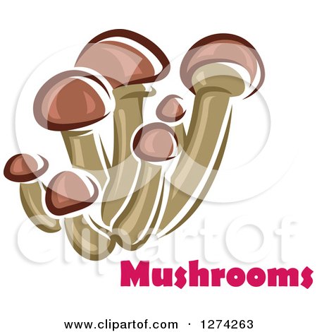 Clipart of a Cluster of Mushrooms with Text - Royalty Free Vector Illustration by Vector Tradition SM