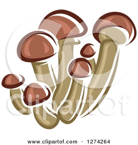 Clipart of a Cluster of Mushrooms - Royalty Free Vector Illustration by Vector Tradition SM