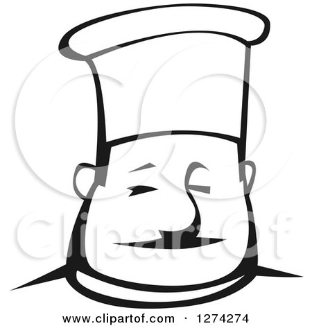 Clipart of a Black and White Chubby Male Chef - Royalty Free Vector Illustration by Vector Tradition SM