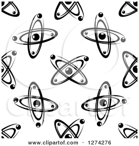 Clipart of a Black and White Seamless Atom and Molecule Pattern 10 - Royalty Free Vector Illustration by Vector Tradition SM