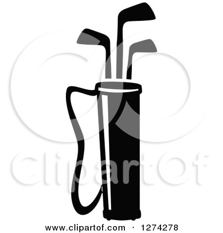 Clipart of a Black and White Golf Bag and Clubs - Royalty Free Vector Illustration by Vector Tradition SM