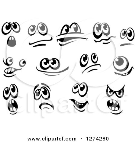Clipart of a Black and White Expressional Eyes - Royalty Free Vector Illustration by Vector Tradition SM