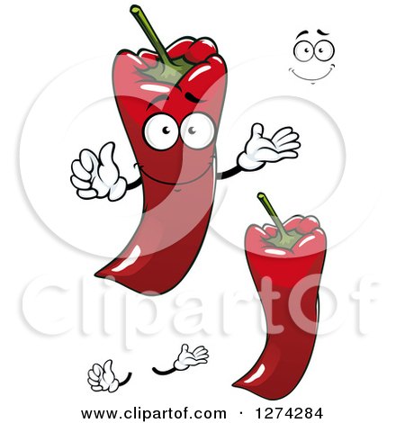 Clipart of Paprika Red Bell Peppers and a Face - Royalty Free Vector Illustration by Vector Tradition SM