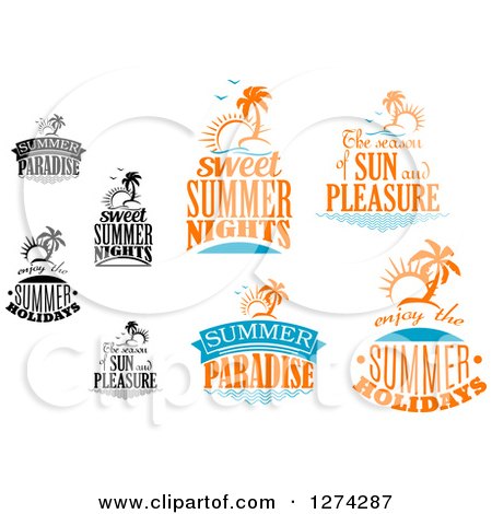 Clipart of Summer Time Designs - Royalty Free Vector Illustration by Vector Tradition SM