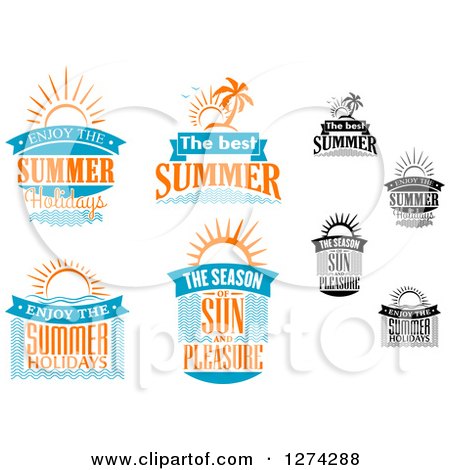 Clipart of Summer Time Designs 2 - Royalty Free Vector Illustration by Vector Tradition SM