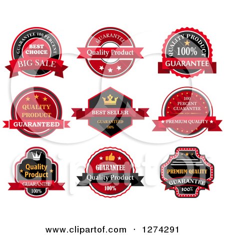 Clipart of Black Red and Yellow Quality Labels - Royalty Free Vector Illustration by Vector Tradition SM