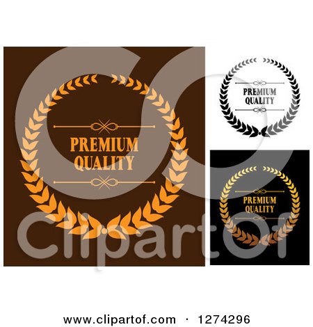 Clipart of Premium Quality Designs on Brown White and Black Backgrounds - Royalty Free Vector Illustration by Vector Tradition SM