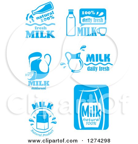 Clipart of Blue and White Milk Designs 2 - Royalty Free Vector Illustration by Vector Tradition SM