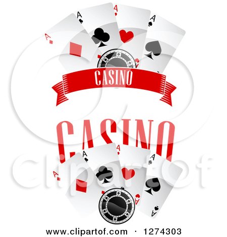 Clipart of Casino Poker Chips and Playing Cards - Royalty Free Vector Illustration by Vector Tradition SM