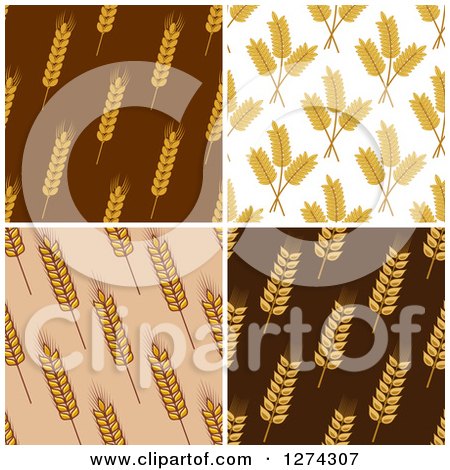 Clipart of Seamless Background Patterns of Wheat - Royalty Free Vector Illustration by Vector Tradition SM
