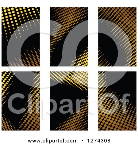 Clipart of Gold Halftone Business Card Designs on Black 2 - Royalty Free Vector Illustration by Vector Tradition SM