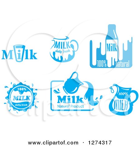 Clipart of Blue and White Milk Designs 3 - Royalty Free Vector Illustration by Vector Tradition SM