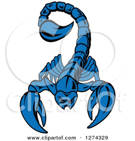 Clipart of a Blue Scorpion with Demonic Red Eyes - Royalty Free Vector Illustration by Vector Tradition SM