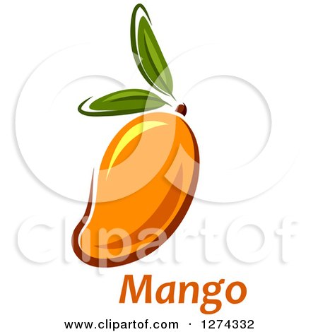 Clipart of a Mango with Leaves and Text - Royalty Free Vector Illustration by Vector Tradition SM