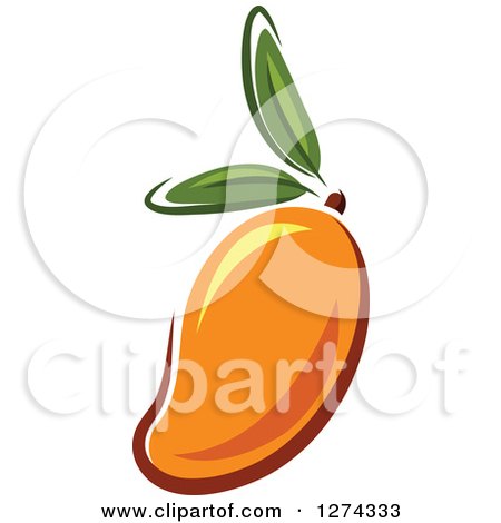 Clipart of a Mango with Leaves - Royalty Free Vector Illustration by Vector Tradition SM