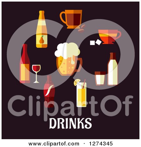 Clipart of Beverages over Drinks Text - Royalty Free Vector Illustration by Vector Tradition SM