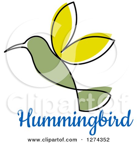 Clipart of a Green Hummingbird over Blue Text - Royalty Free Vector Illustration by Vector Tradition SM