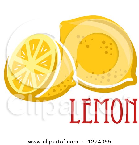 Clipart of a Whole and Halved Lemon with Text - Royalty Free Vector Illustration by Vector Tradition SM